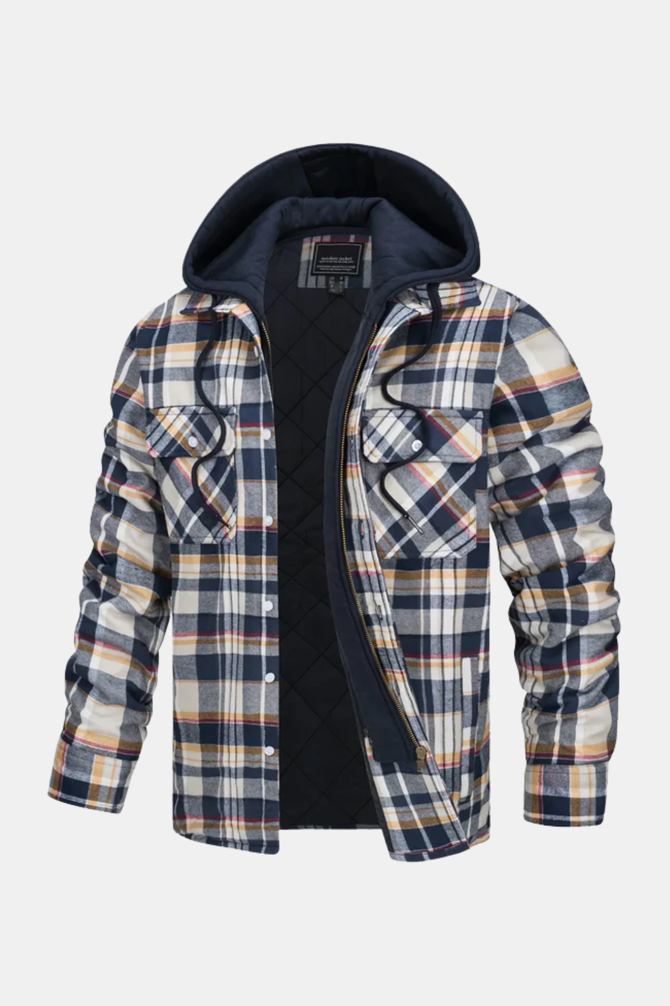 Quilted Hooded Flannel Shirt Jacket