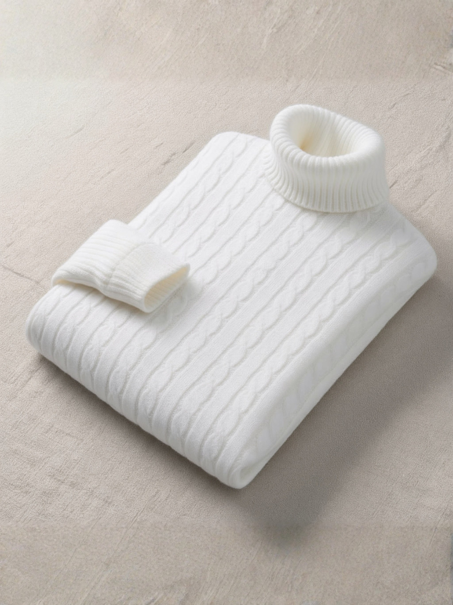 Cashmere Cable-Knit Turtleneck Sweater