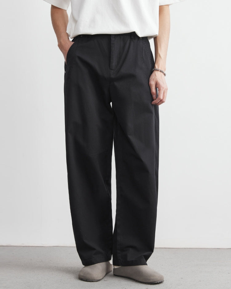 Relaxed elastic waist denim-look pants