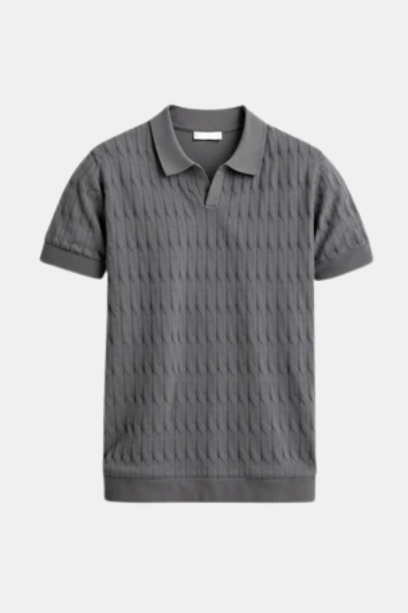 Premium V-Neck Cable Knit Polo