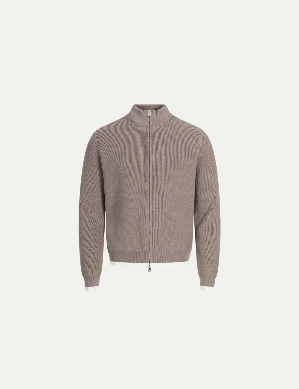 Wool-Cotton Blend Full-Zip Sweater