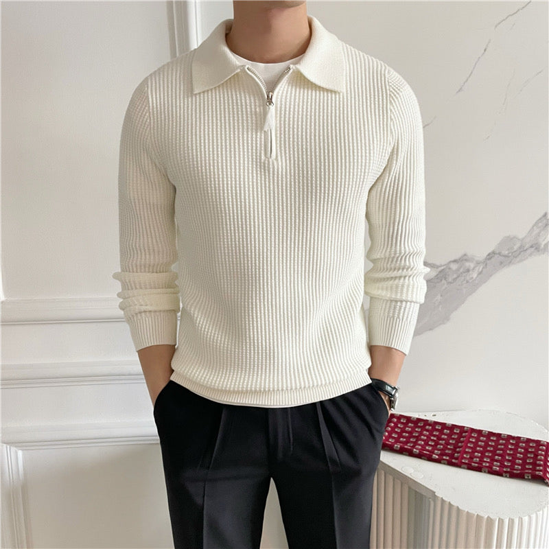 Cotton Knit Half-Zip Sweater