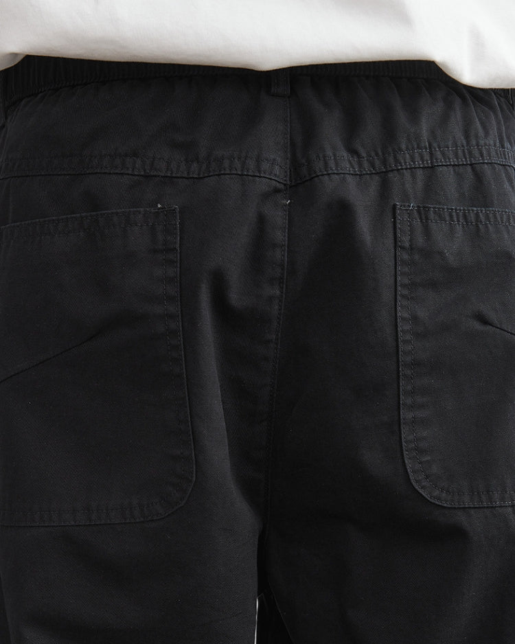 Relaxed elastic waist denim-look pants