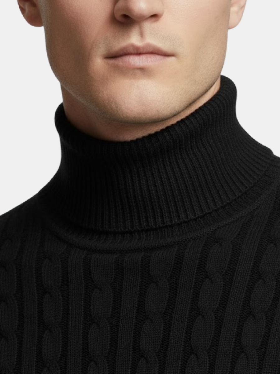 Cashmere Cable-Knit Turtleneck Sweater