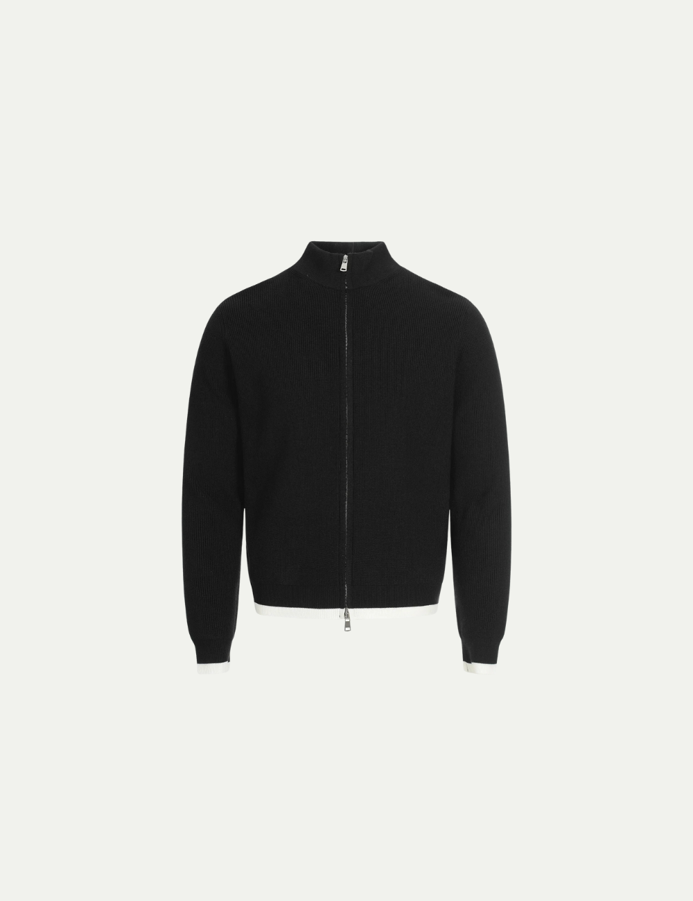 Wool-Cotton Blend Full-Zip Sweater