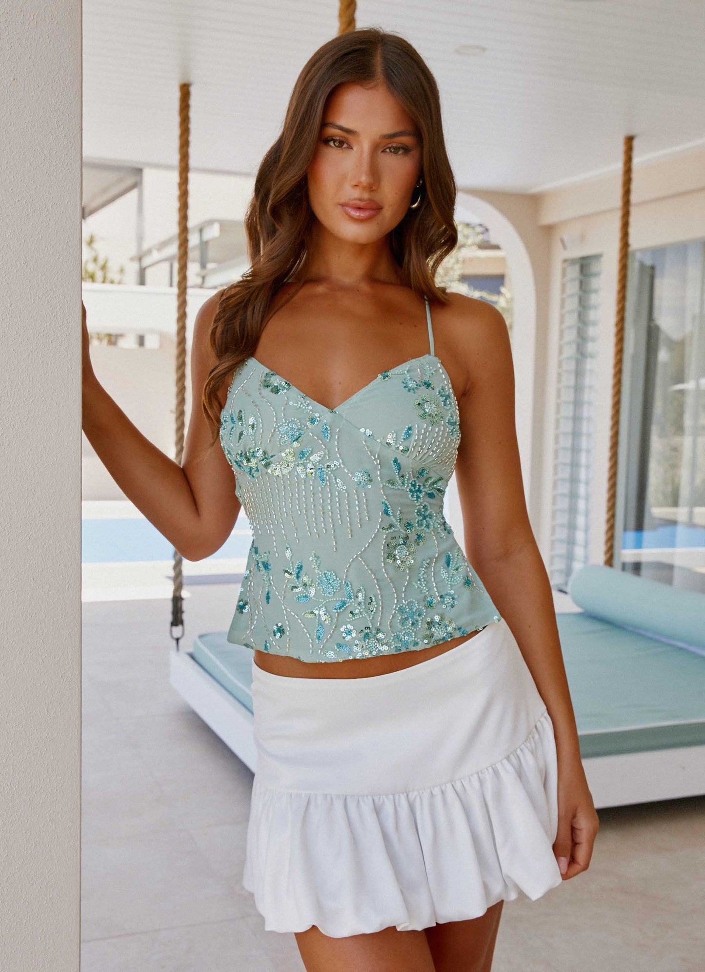 Beaded Embroidered Cami Top