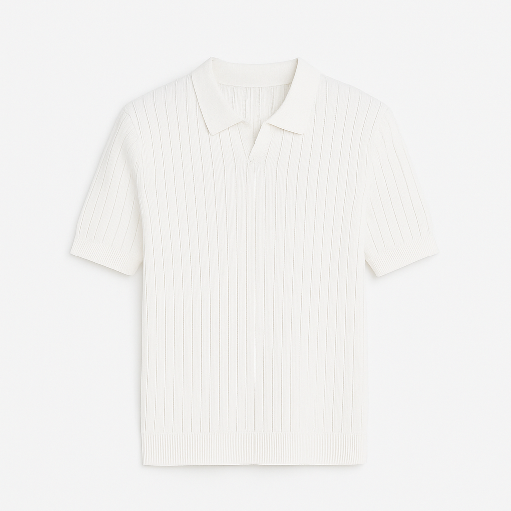 Textured Knit Polo Shirt