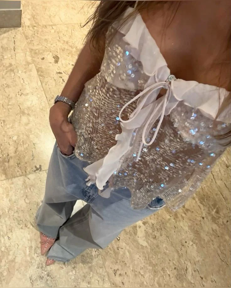 Sequin Ruffle Cami