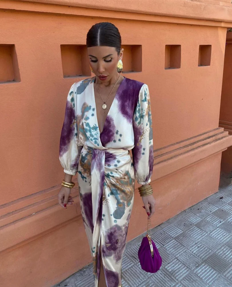 Draped Satin Midi Dress