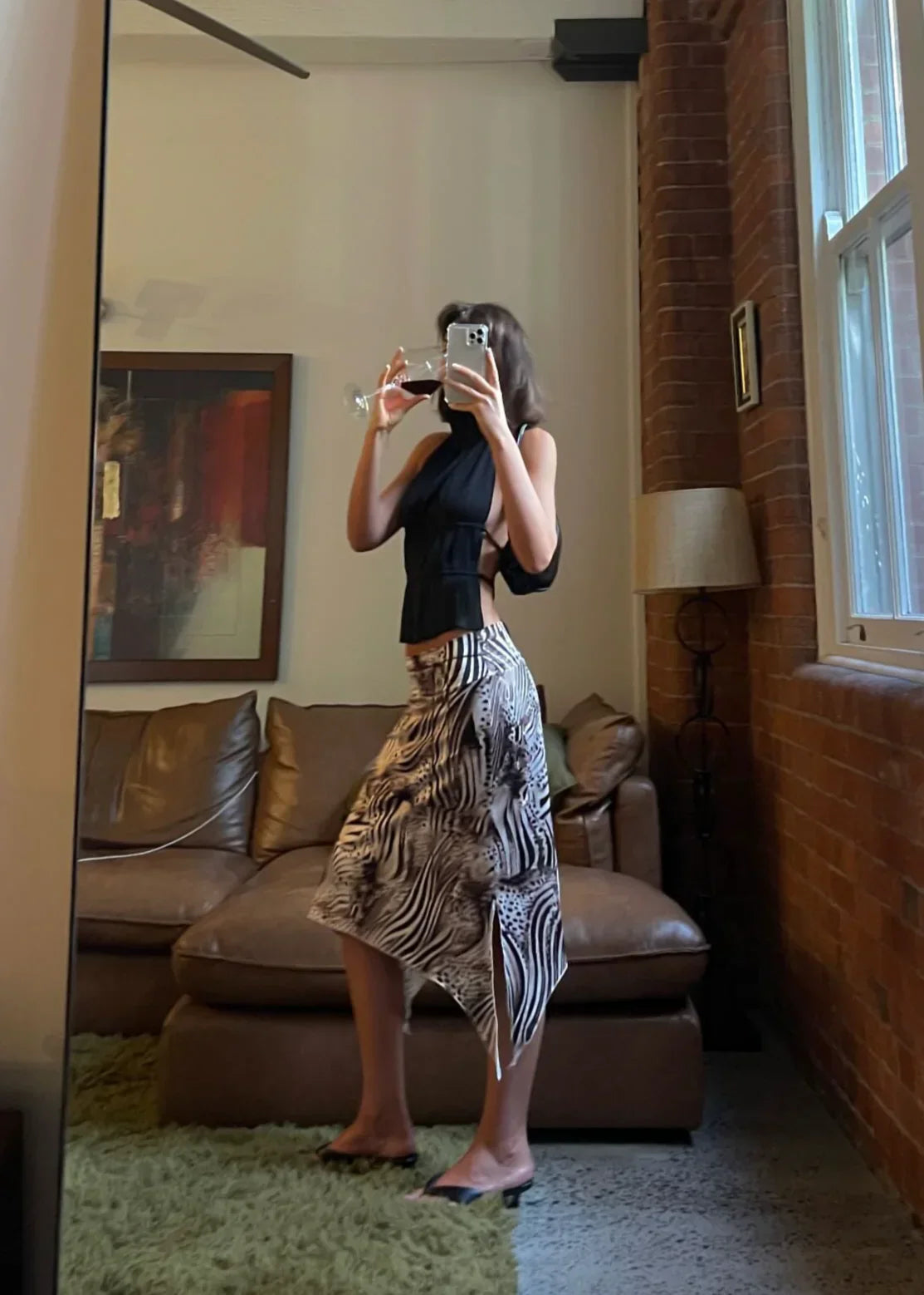 Pleated Halter Top with Open Back
