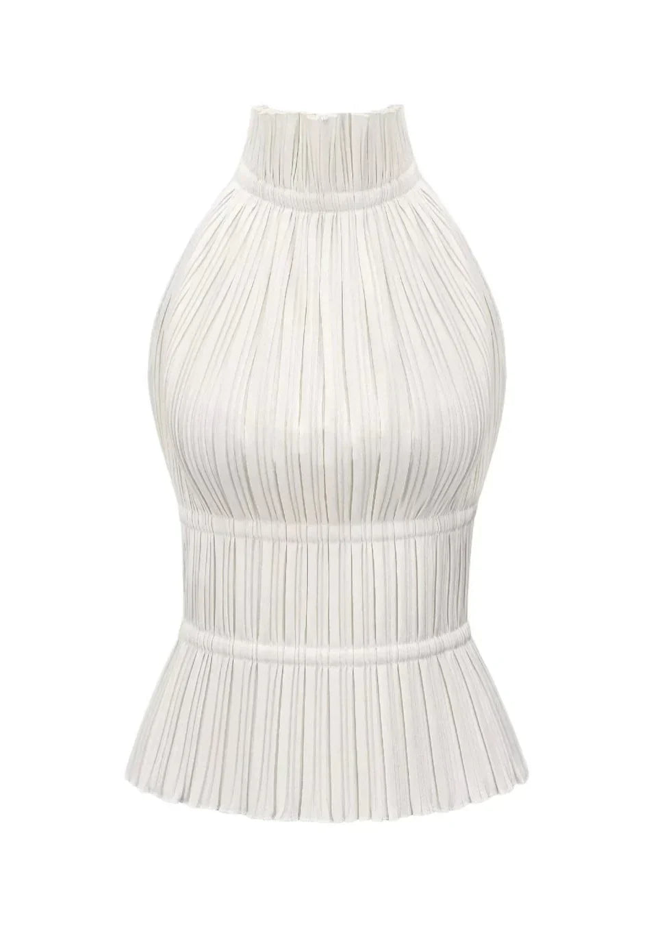 Pleated Halter Top with Open Back