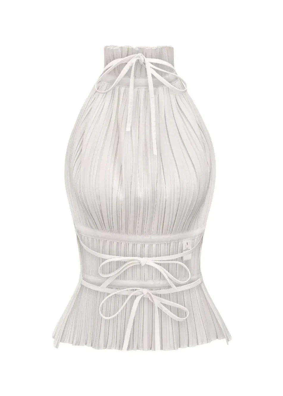 Pleated Halter Top with Open Back
