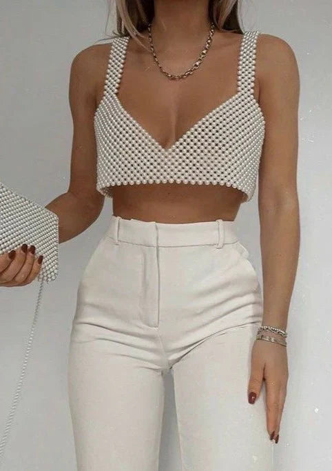 Beaded Pearl Crop Top