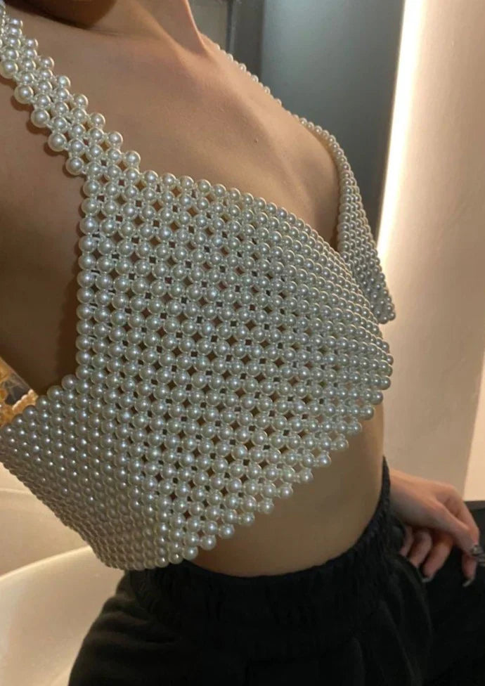 Beaded Pearl Crop Top