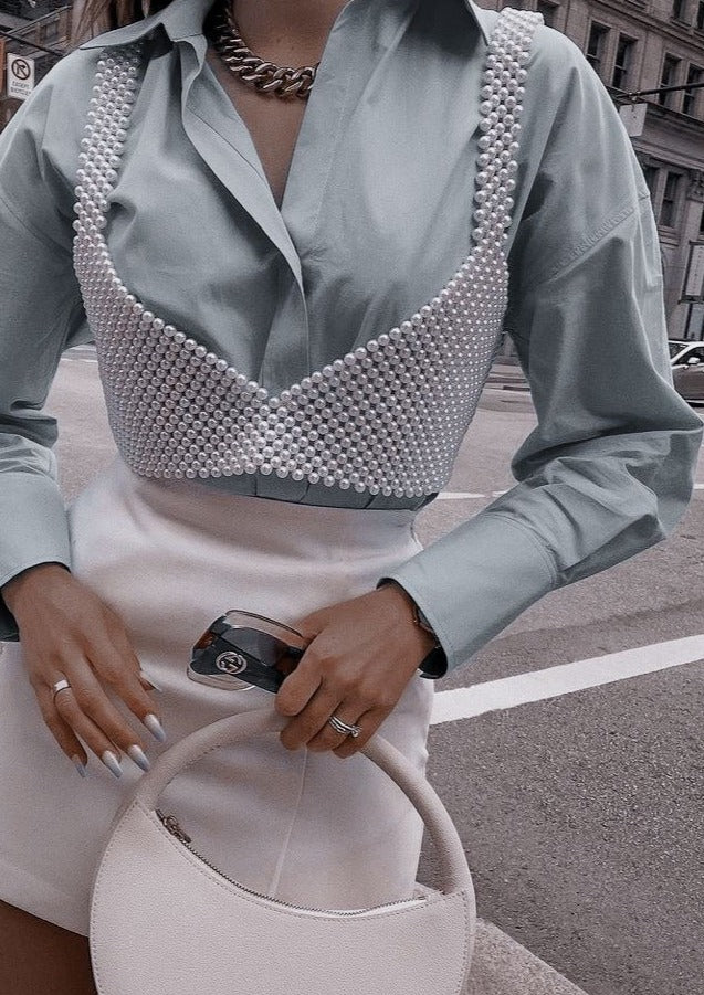 Beaded Pearl Crop Top