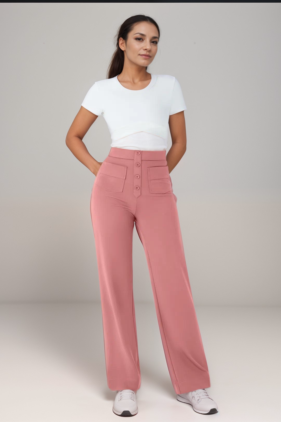 Elastic High-Waisted Pants