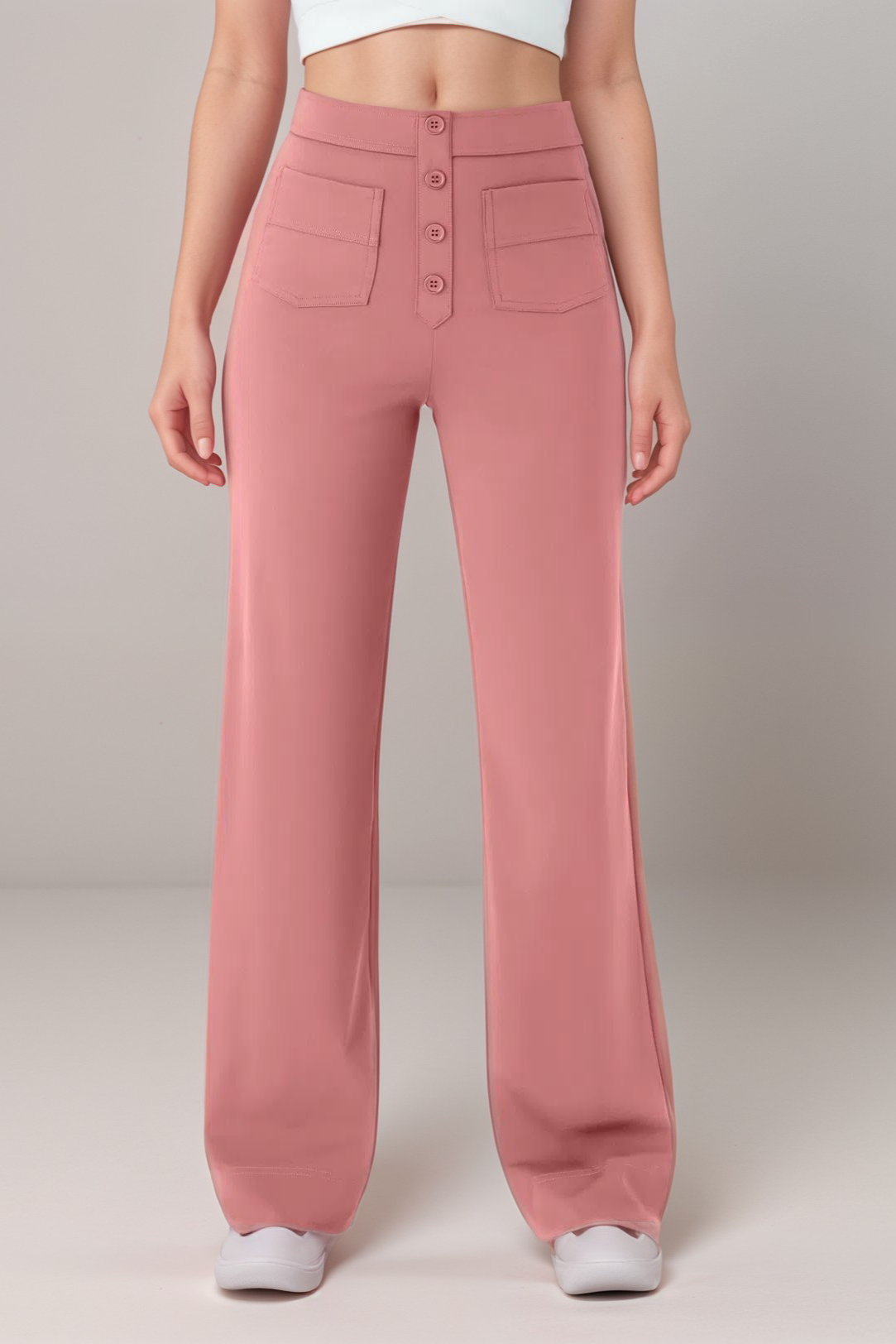 Elastic High-Waisted Pants