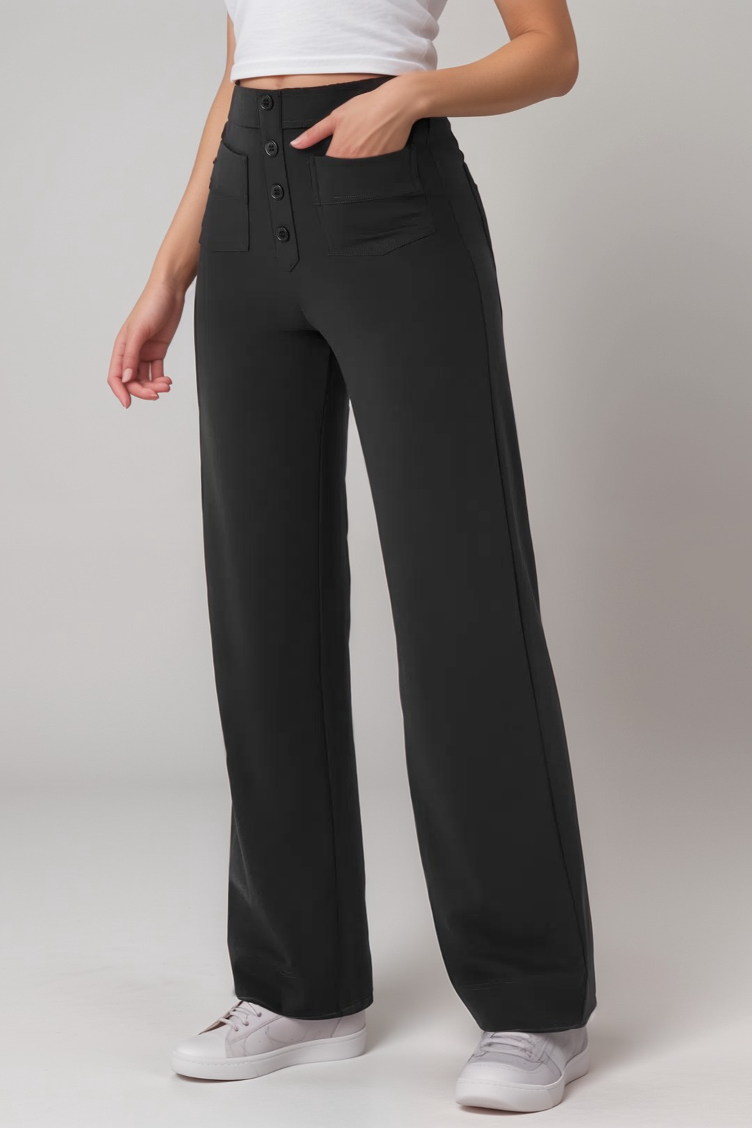 Elastic High-Waisted Pants