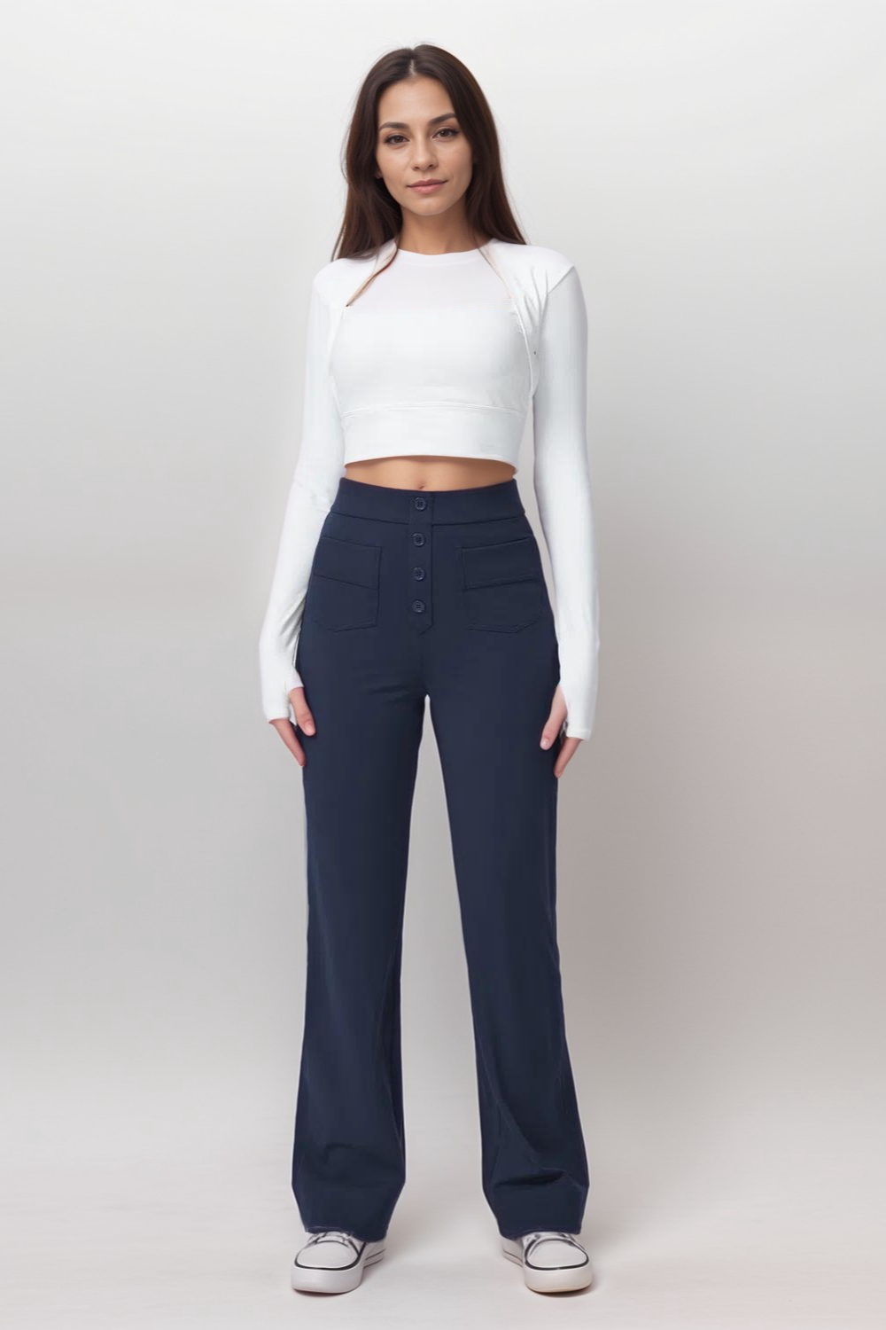 Elastic High-Waisted Pants