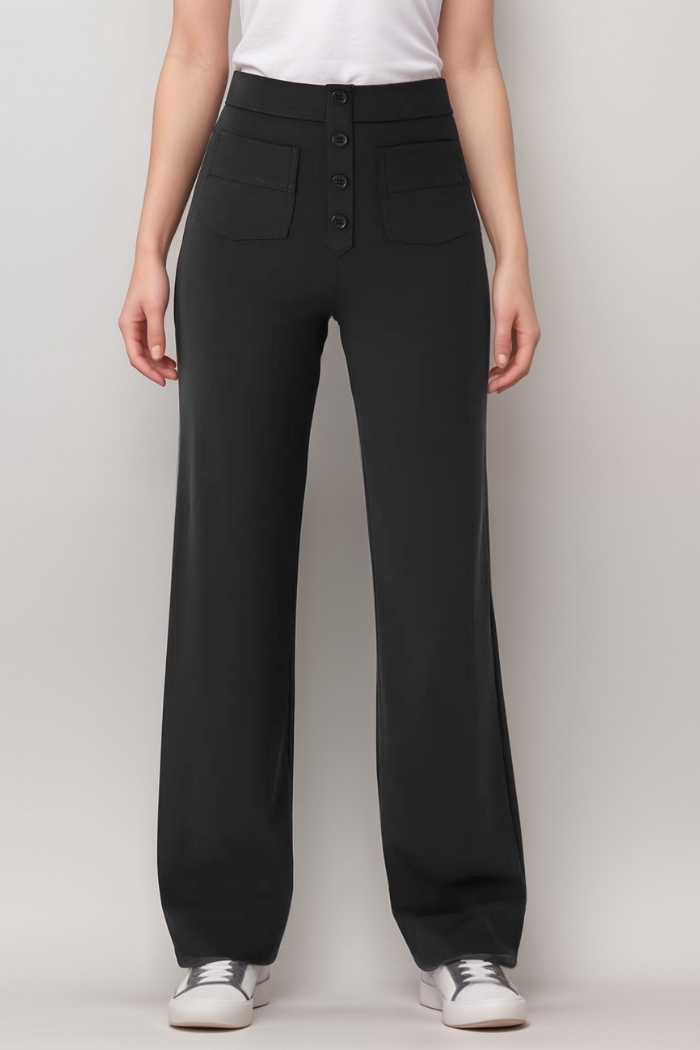 Elastic High-Waisted Pants