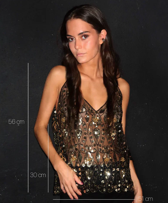 Embroidered Sequin Camisole Top