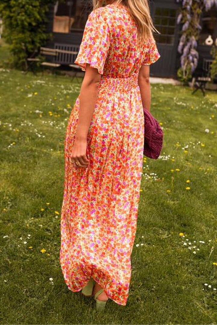 Floral Maxi Dress with V-Neckline