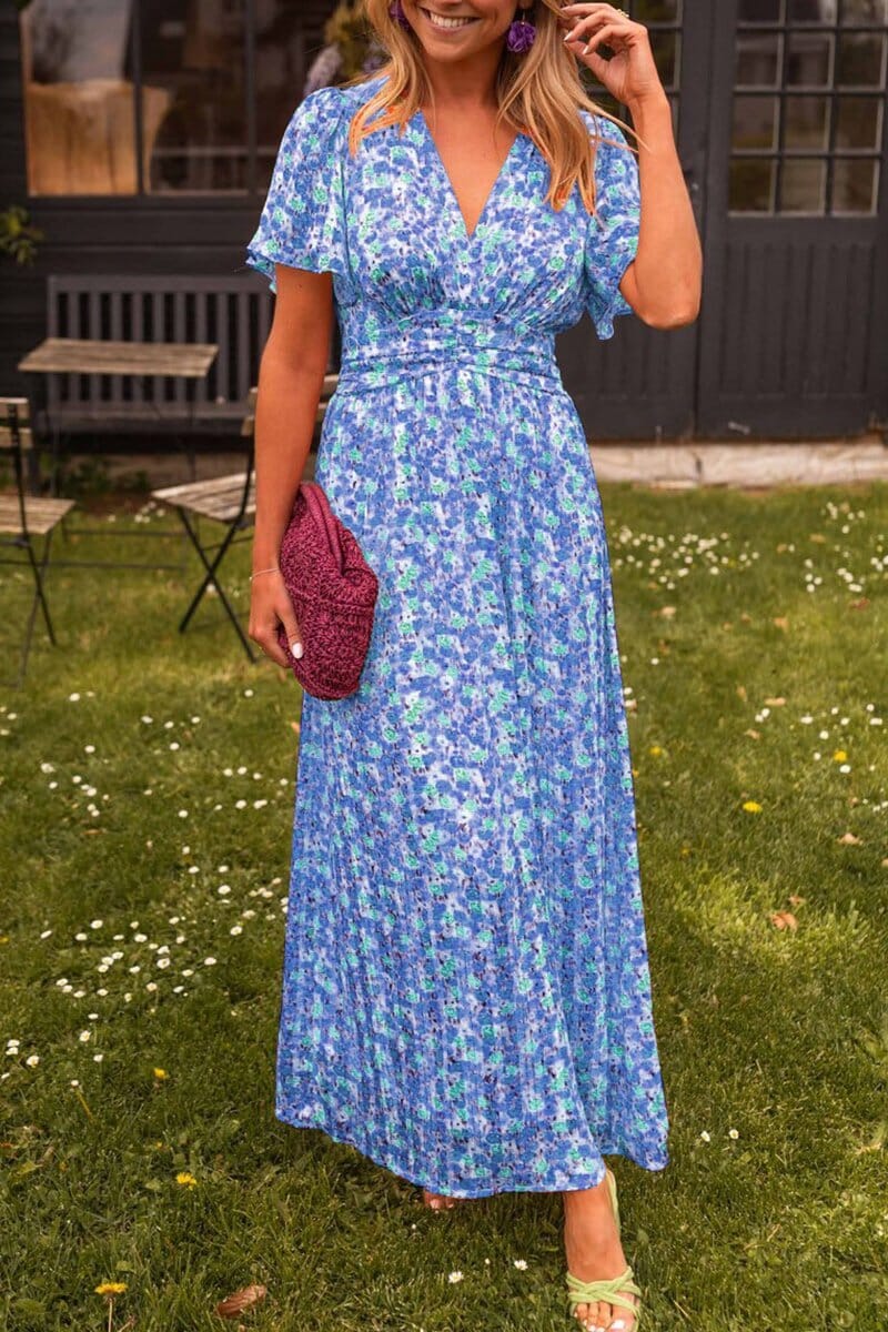 Floral Maxi Dress with V-Neckline