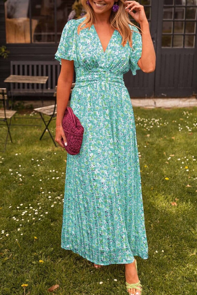 Floral Maxi Dress with V-Neckline