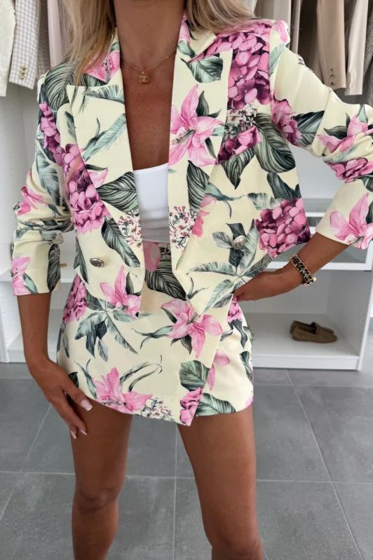 Floral Print Blazer & Mini Skirt Set