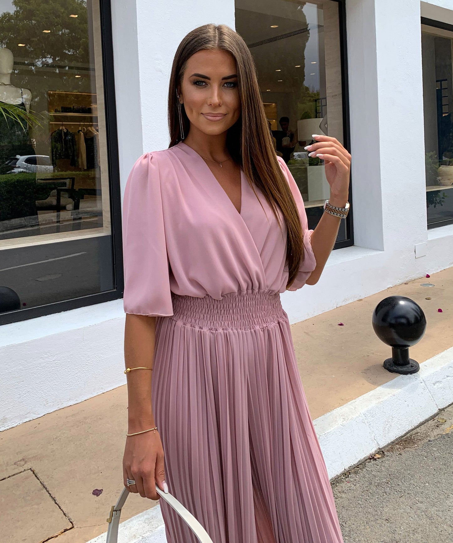 Flowy Long Jumpsuit with Crossover Neckline
