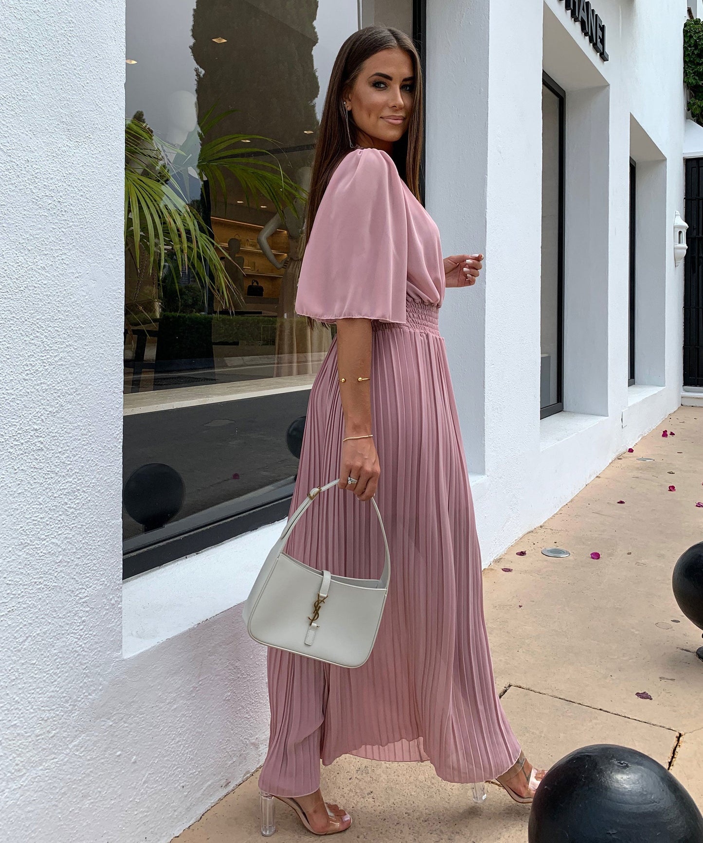 Flowy Long Jumpsuit with Crossover Neckline