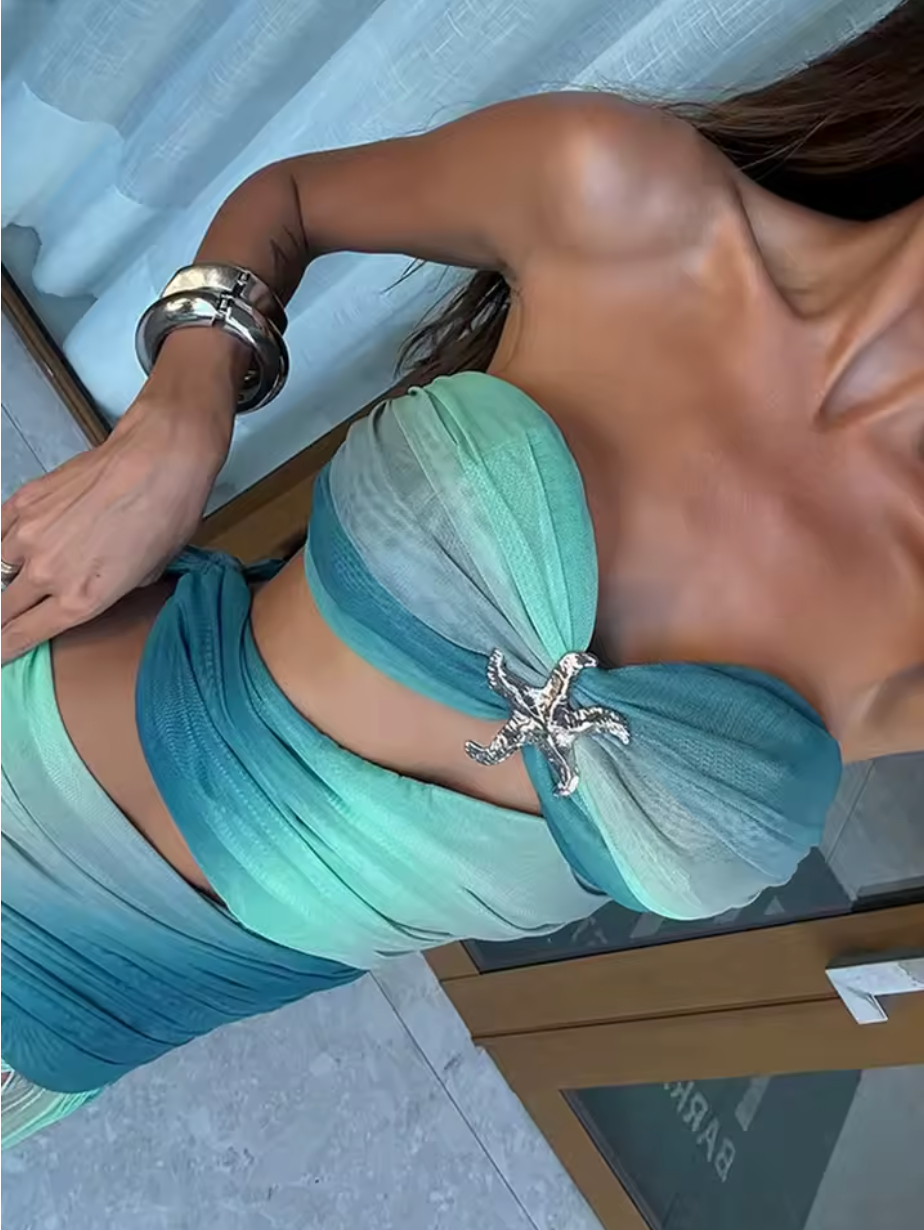 Gradient Chiffon Cut-Out Maxi Dress
