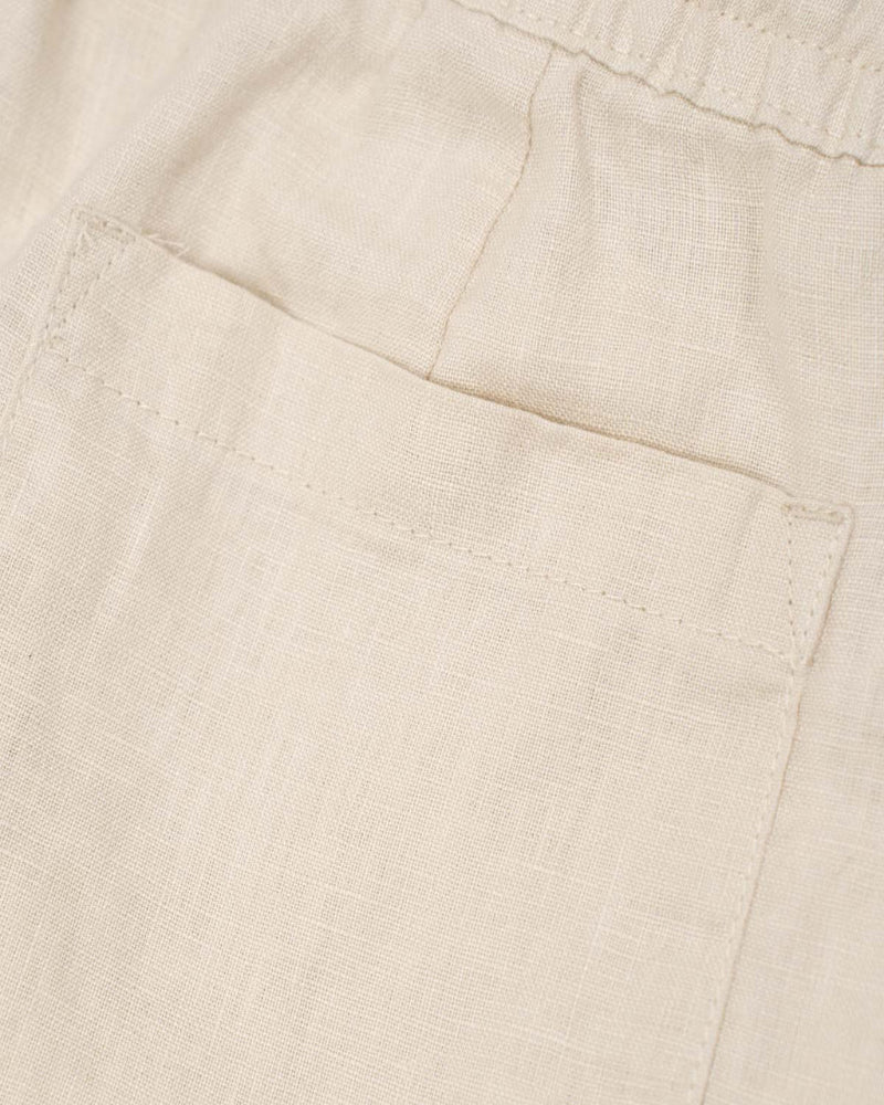 Beige Wide-Leg Linen Pants