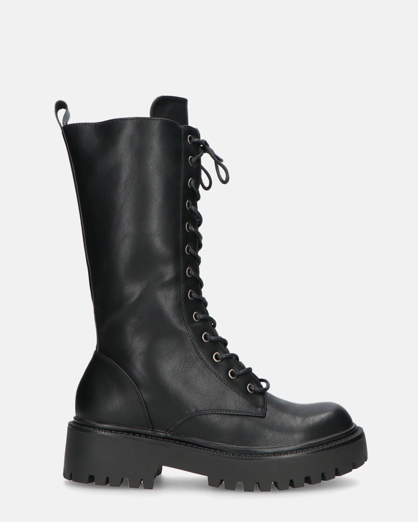 JULIANA - Black Lace-Up Ankle Boots With Side Zip