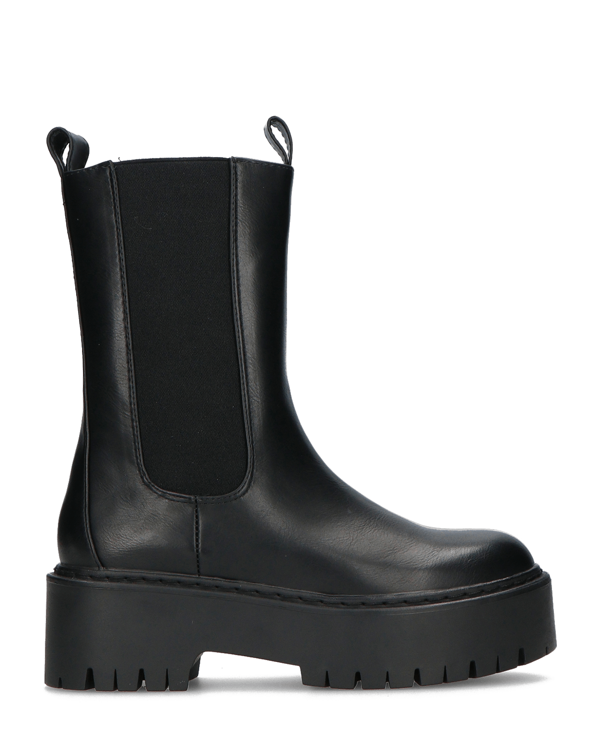 JUNY - Black Platform Ankle Boots With Elastic Band