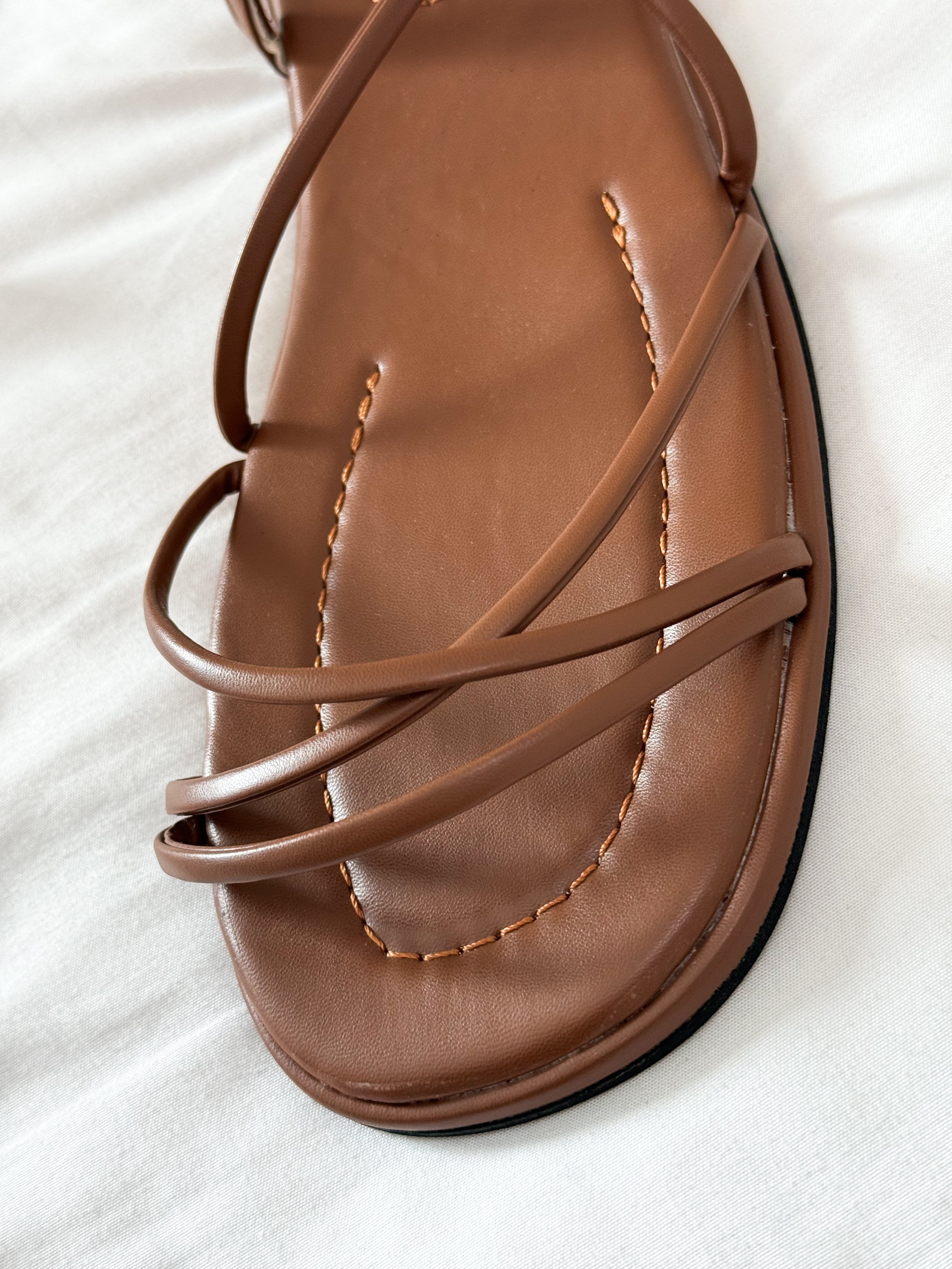 Lace-Up Square Toe Flat Sandals