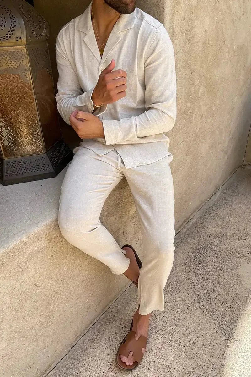 Linen Blend Relaxed Shirt & Trouser Set