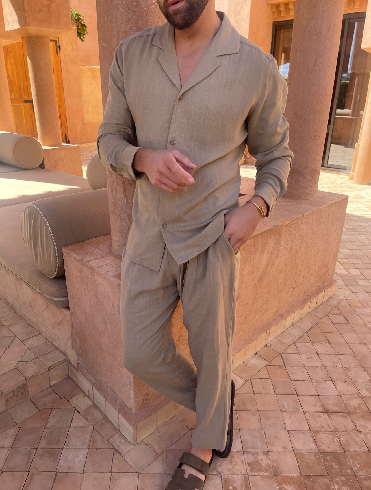 Linen Blend Relaxed Shirt & Trouser Set