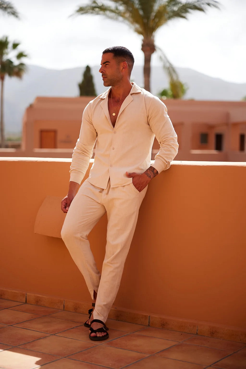 Linen Blend Relaxed Shirt & Trouser Set