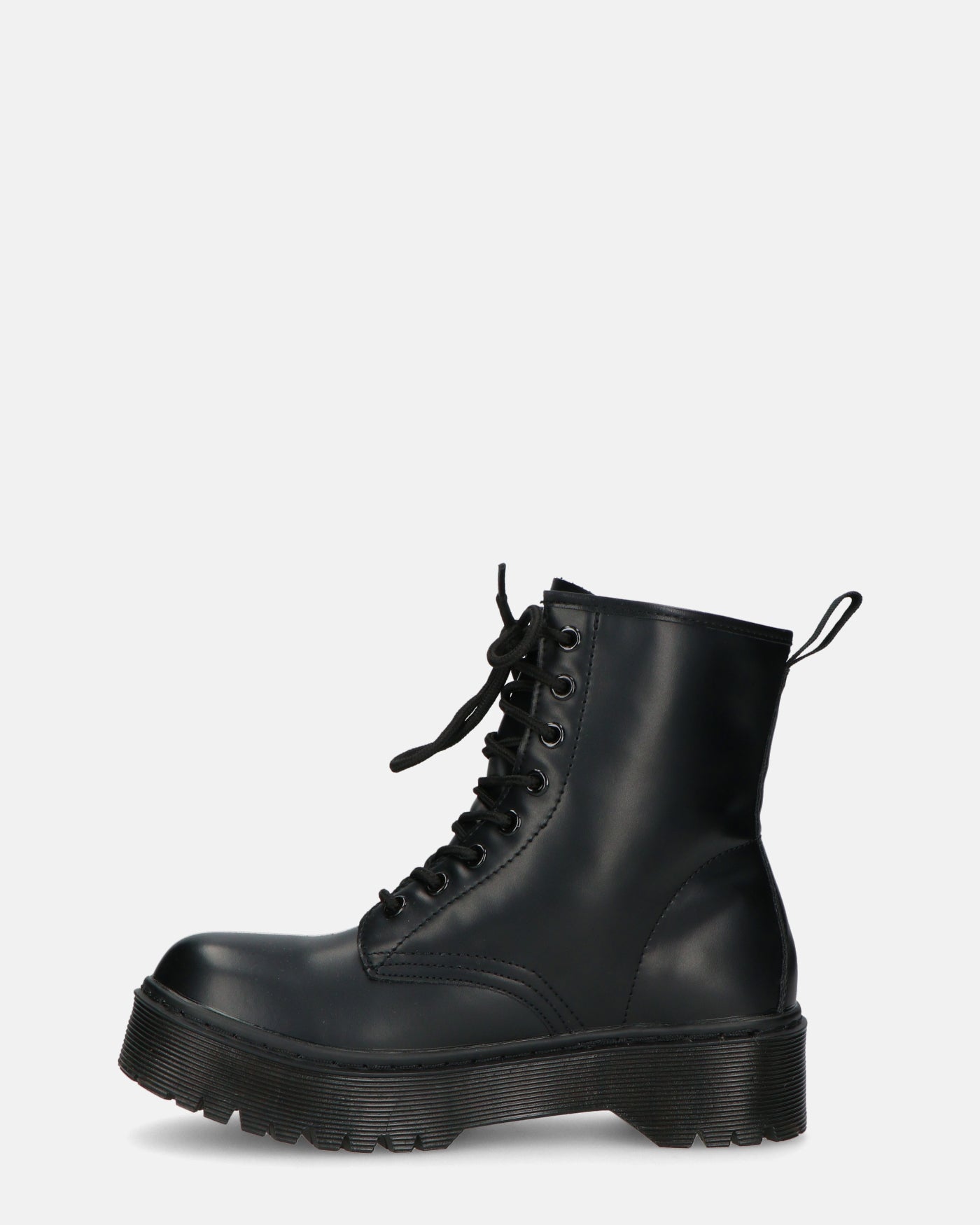 MENNY - Lace-Up Ankle Combat Boots In Black Eco-Leather