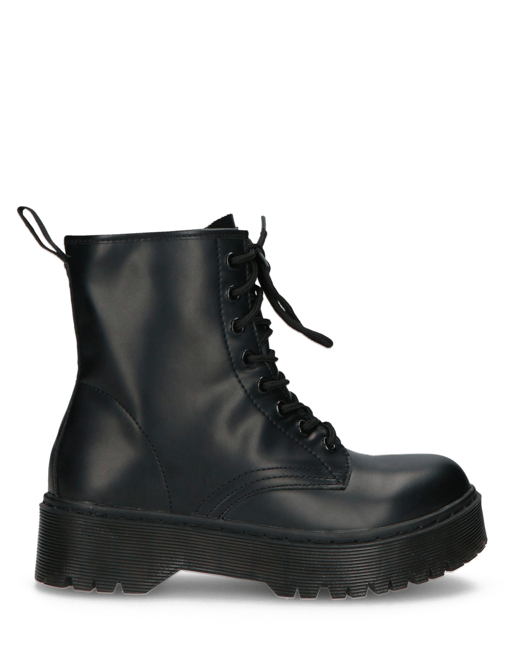 MENNY - Lace-Up Ankle Combat Boots In Black Eco-Leather
