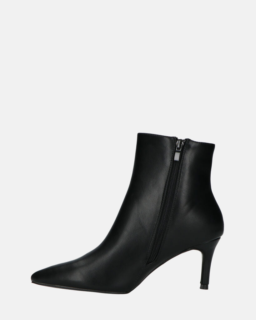 MYZA - Black Stiletto Ankle Boots With Side Zip