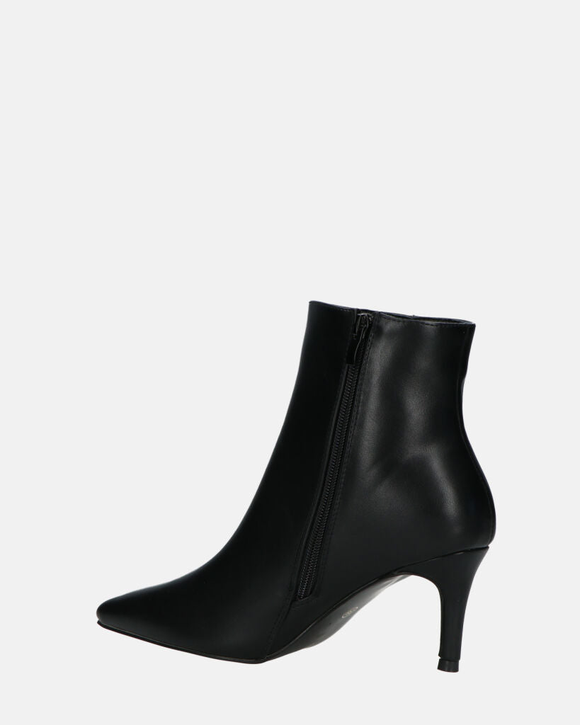 MYZA - Black Stiletto Ankle Boots With Side Zip