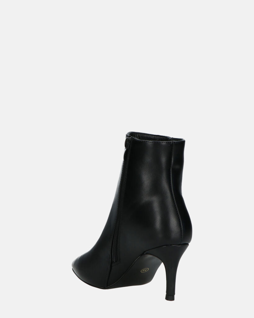 MYZA - Black Stiletto Ankle Boots With Side Zip