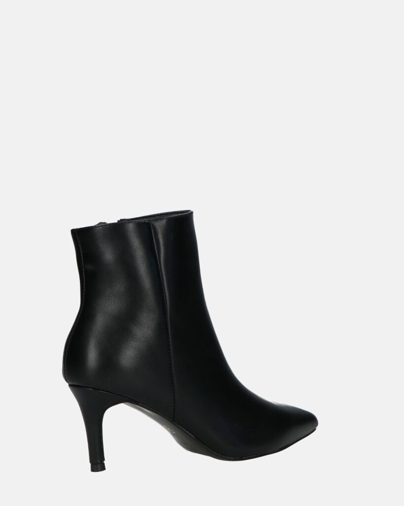 MYZA - Black Stiletto Ankle Boots With Side Zip