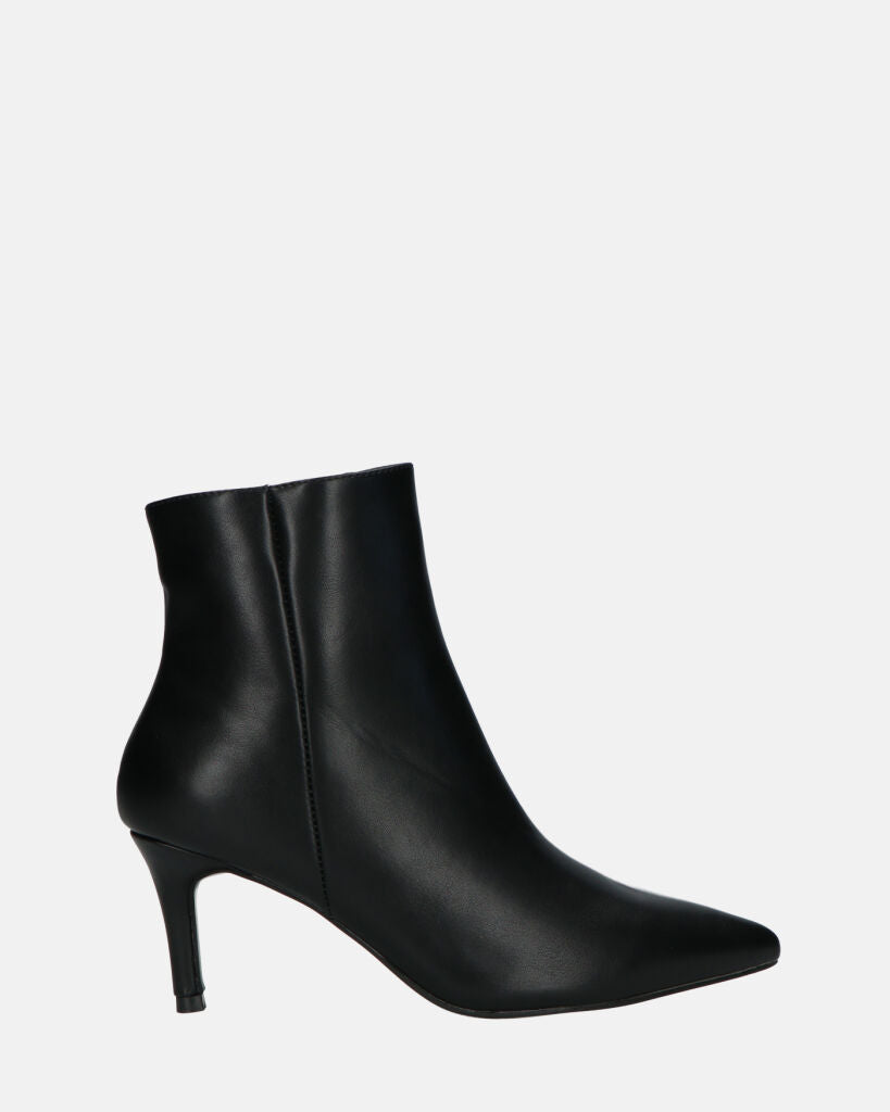 MYZA - Black Stiletto Ankle Boots With Side Zip