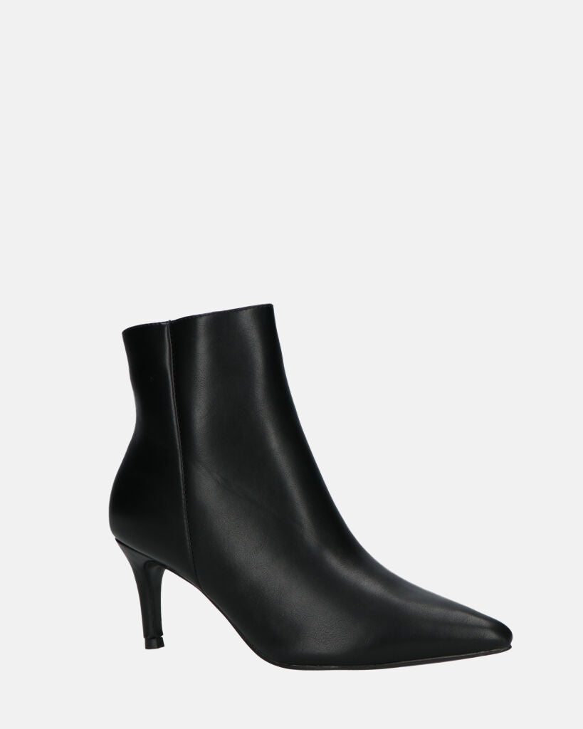 MYZA - Black Stiletto Ankle Boots With Side Zip