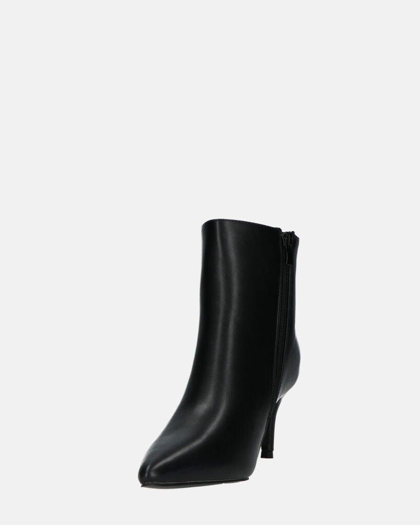 MYZA - Black Stiletto Ankle Boots With Side Zip