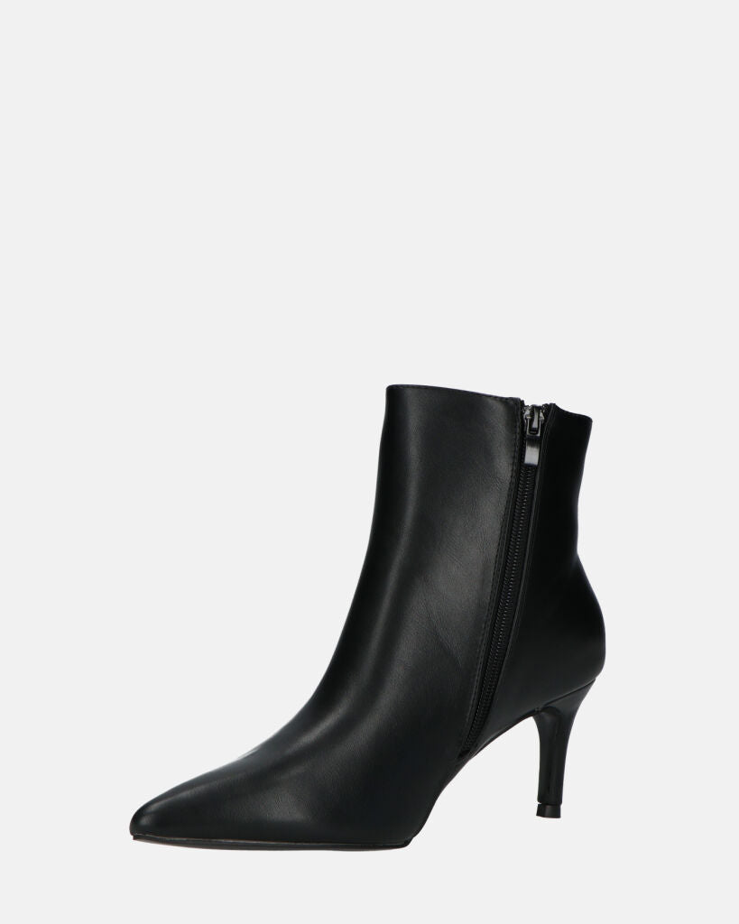 MYZA - Black Stiletto Ankle Boots With Side Zip