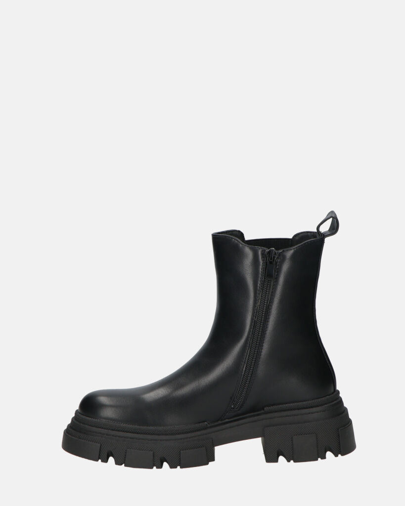 NORMA - Ankle Boots With Side Zipper In Black Faux Leather